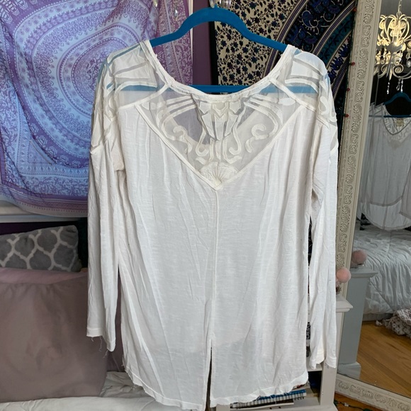Free People White Long Sleeve w/ Lace Back - Picture 3 of 3